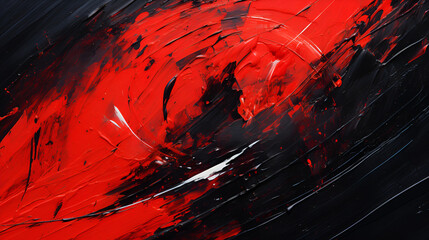 black and red acrylic painting made with an acrylic knife also known as a spatula - obrazy, fototapety, plakaty