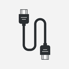 Electricity cord, USB cable, jack cord. HDMI connecter line icon. Vector illustration	