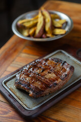 grilled tenderloin steak with fried sweet potatoes