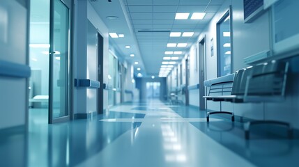 Fototapeta premium Blurred interior of hospital on world health day