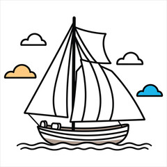 coloring page boat illustration