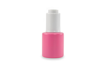 The pink bottle of moisturizing serum isolated on white background with clipping path.