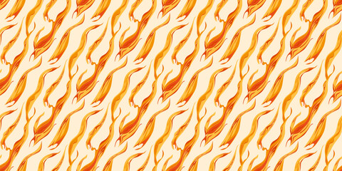 Fire, flame seamless pattern design. Tongues of fire on pastel color background