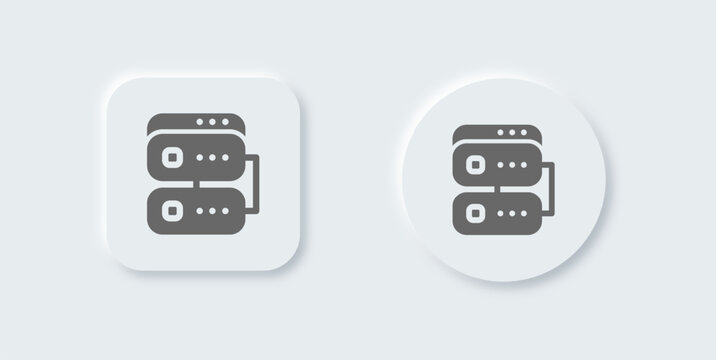 Database solid icon in neomorphic design style. Server signs vector illustration.