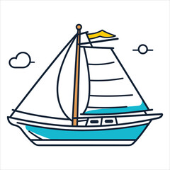 coloring page boat illustration
