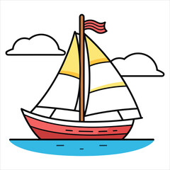 coloring page boat illustration