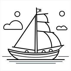 coloring page boat illustration