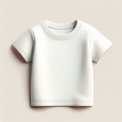 Naklejka premium Blank white cotton newborn baby top t-shirt mock-up template design.cute little boy girl child isolated infant toddler shirt clothing fashion apparel wooden store mockup illustration.