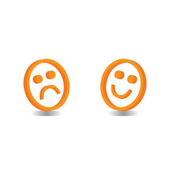 happy smiley face and sad face 3d happy and sad sign in yellow color