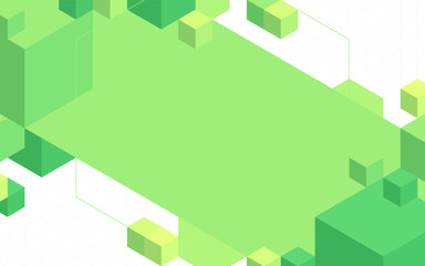Obraz premium 緑色のキューブの幾何学模様の背景
