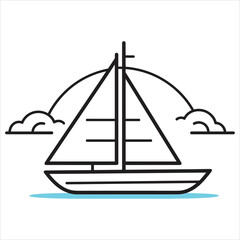 coloring page boat illustration