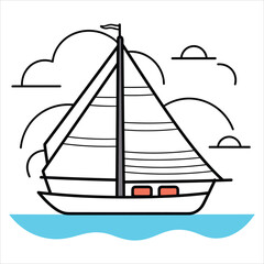 coloring page boat illustration