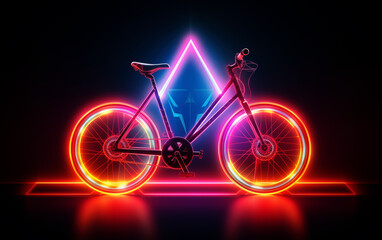 Fototapeta premium light silhouette of a bicycle on a black background