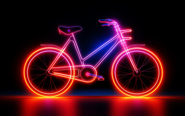 Fototapeta premium light silhouette of a bicycle on a black background