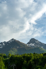 mountain and clouds