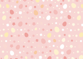 4月の行事イースターのパターン素材、イースターと花のカラフルでかわいい壁紙、春にぴったりのピンク色