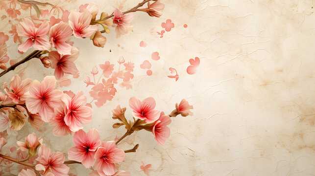広がる春の柔らかな桜の花びら。リラックスした日本・ハーモニーのイメージ。