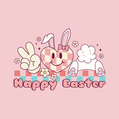 cute retro easter illustration of easter peace, love and peace 