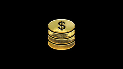 Currency money gold yen euro dollar sign icon isolated on black background cut out