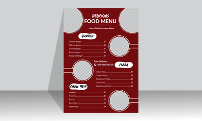 Modern food menu design template A4 size. - obrazy, fototapety, plakaty