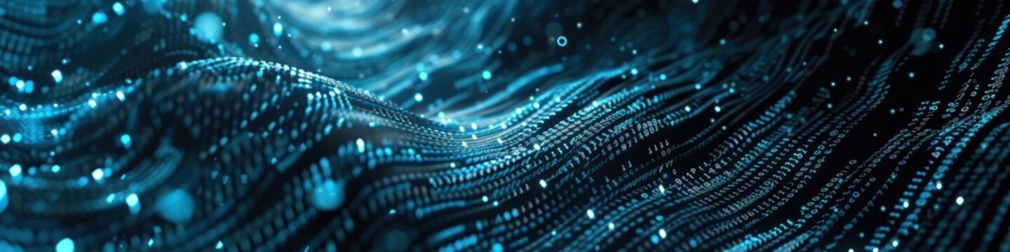 Futuristic coding concept in blue lights