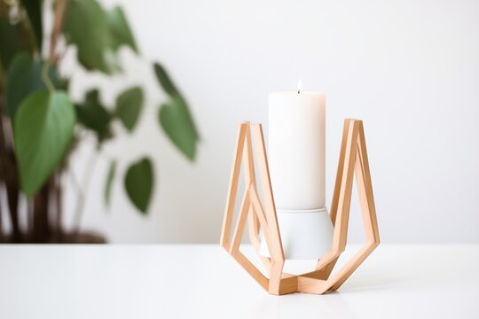 modern geometrical candle holder with white candle