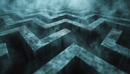 Creative abstract concrete maze background. Symbolizing the direction, the right path to success. - obrazy, fototapety, plakaty