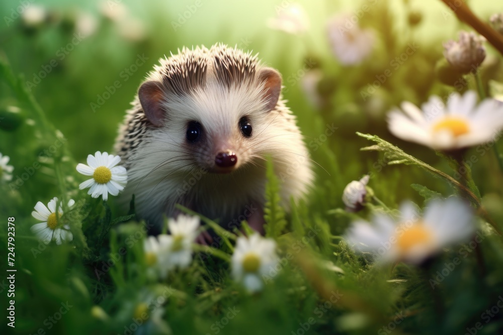 Aufkleber a picturesque scene of a hedge surrounded by a field of daisies. perfect for adding a touch of natur