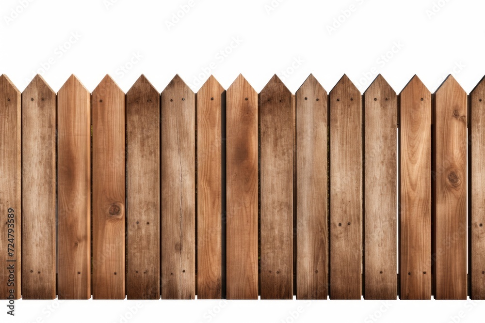Aufkleber a detailed close-up shot of a wooden fence on a plain white background. versatile image suitable for