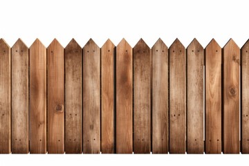 A detailed close-up shot of a wooden fence on a plain white background. Versatile image suitable for various design projects