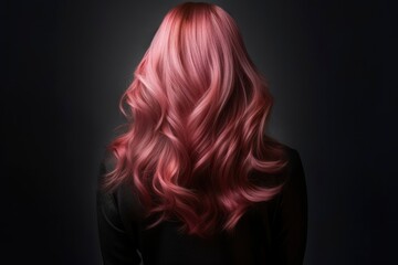 The back view of a woman with colored hair. Beauty salon advertising concept