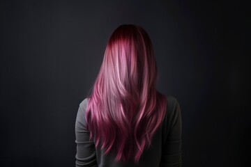 The back view of a woman with colored hair. Beauty salon advertising concept