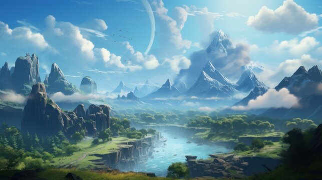 A beautiful RPG world to which you want to move and admire its beauty and breathtaking views game art