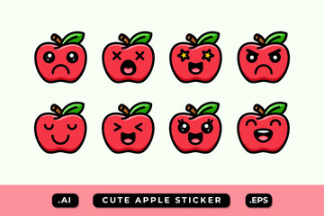 Cute Expressive apple sticker