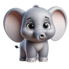 Elephant Isolated on transparent background,3d cartoon style