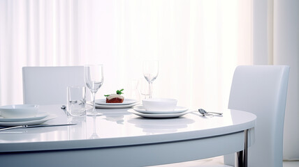 Dinner inside, isolated against a white background