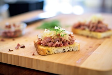 sauerkraut spread on a bread slice