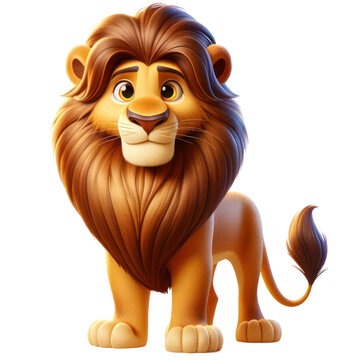 lion Isolated on transparent background,3d cartoon style