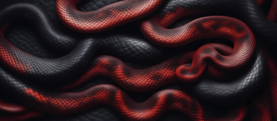 Texture of black and red snakes