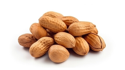 Close-up of peanut kernels isolated on a white background