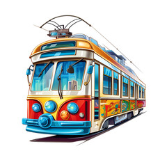 Tramway Watercolor Clipart, Watercolored Design, Ai generative