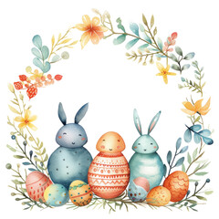 cute watercolor easter frame isolated