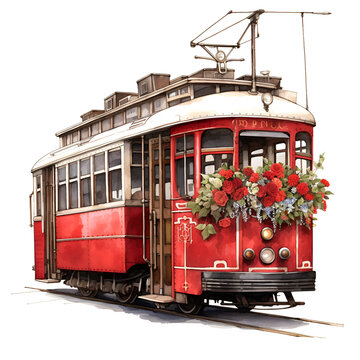 recommend clip art: Tramway Watercolor Clipart, Watercolored Design, Ai generative