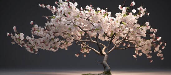 Beautiful cherry single tree with flowers