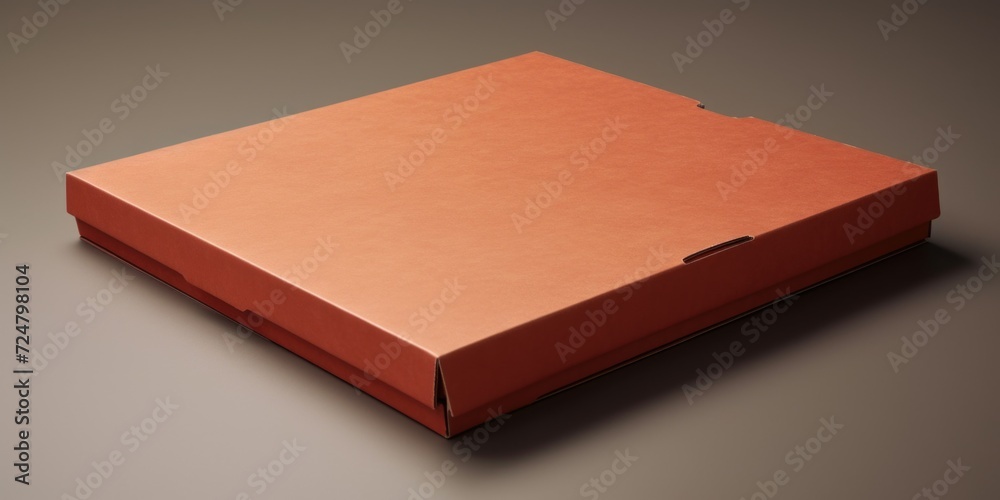 Poster A red box with a hole in it sitting on a table. This image can be used for various purposes