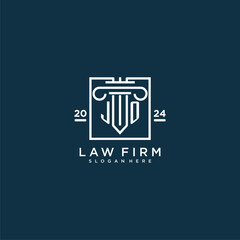 JO initial monogram logo for lawfirm with pillar design in creative square
