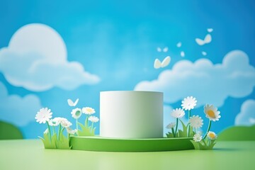 A white cake sitting on top of a green plate. Perfect for birthdays, celebrations, or dessert-themed designs