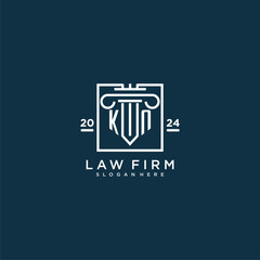 KN initial monogram logo for lawfirm with pillar design in creative square