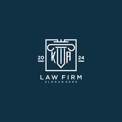 KR initial monogram logo for lawfirm with pillar design in creative square