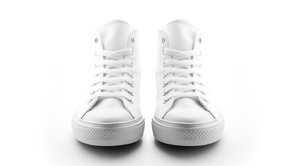 White sneakers isolated on a white background with no background color